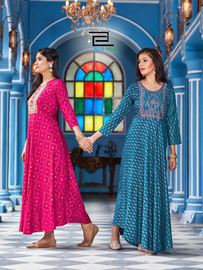 Blue Hills Lotus 101 Wholesale Long Anarkali Kurti Collection	